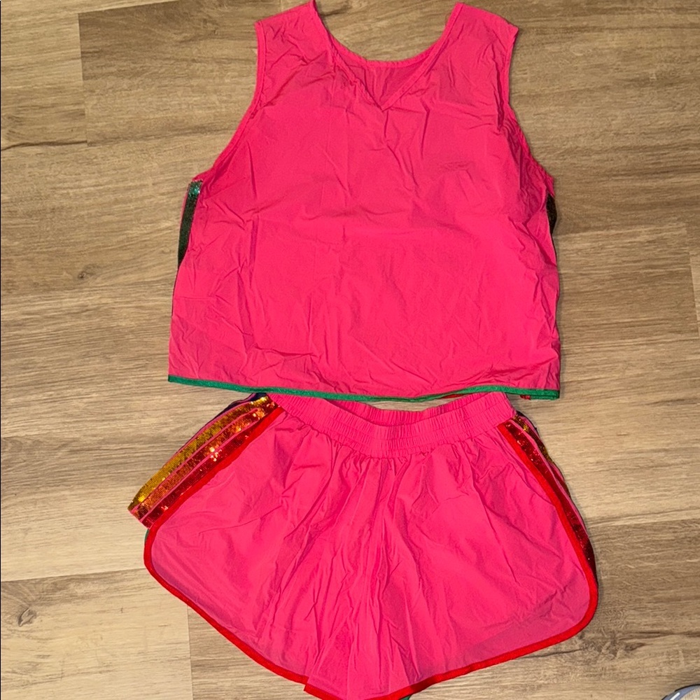 Queen of Sparkles Pink Athletic Tank and Shorts Set